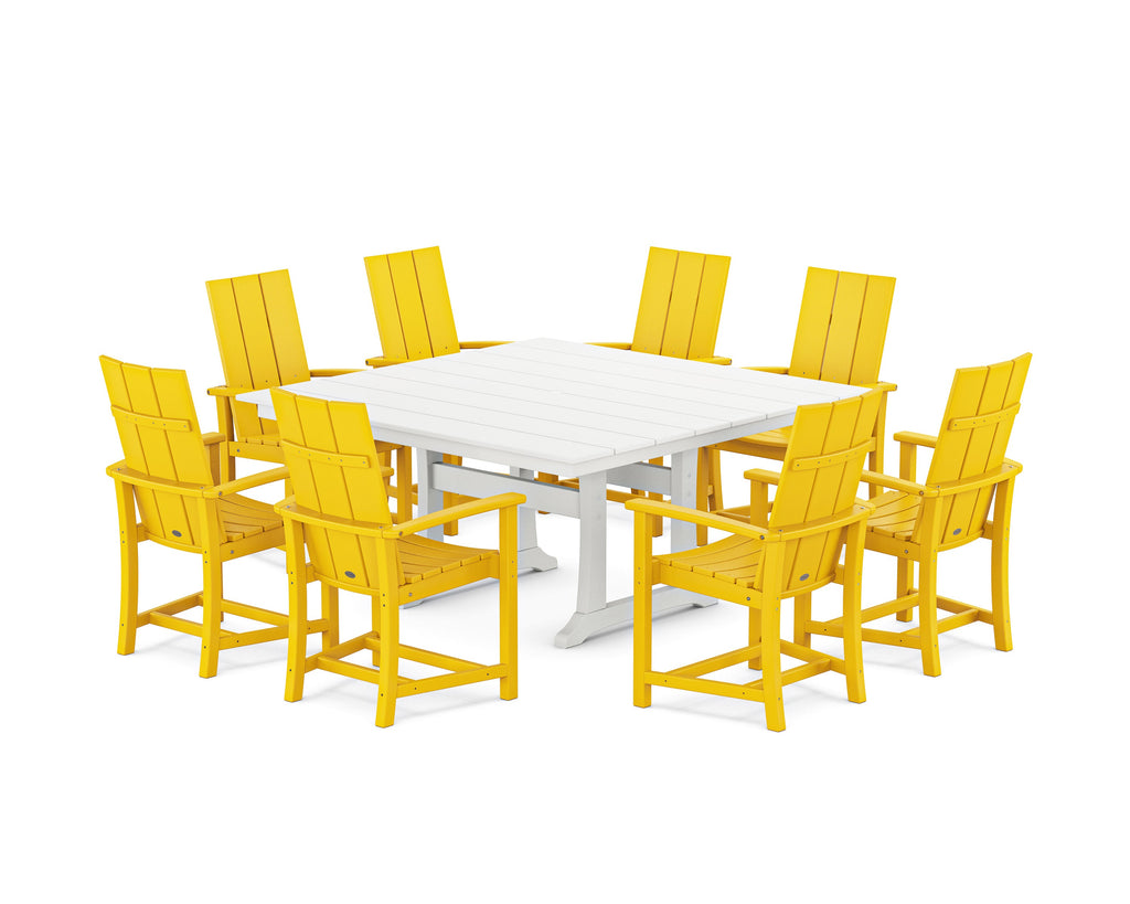 Modern Adirondack 9-Piece Farmhouse Trestle Dining Set