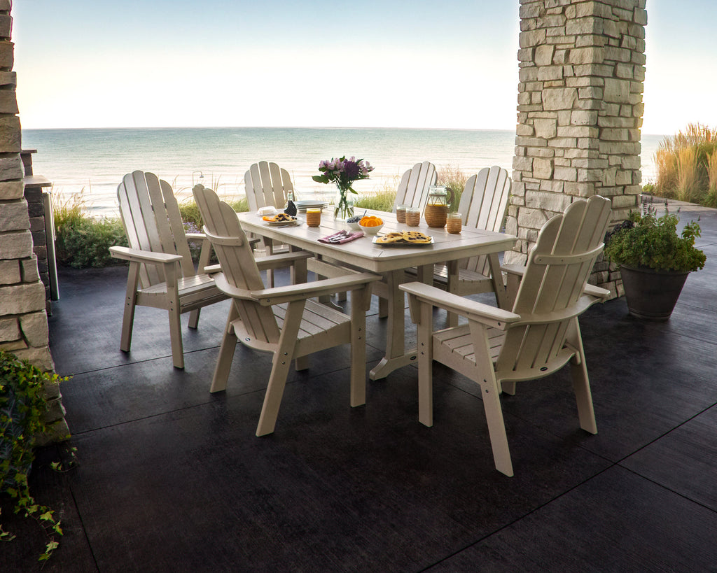 Vineyard Curveback Adirondack 7-Piece Dining Set with Trestle Legs