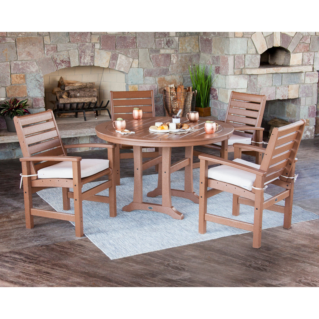 Signature 5-Piece Round Dining Set with Trestle Legs