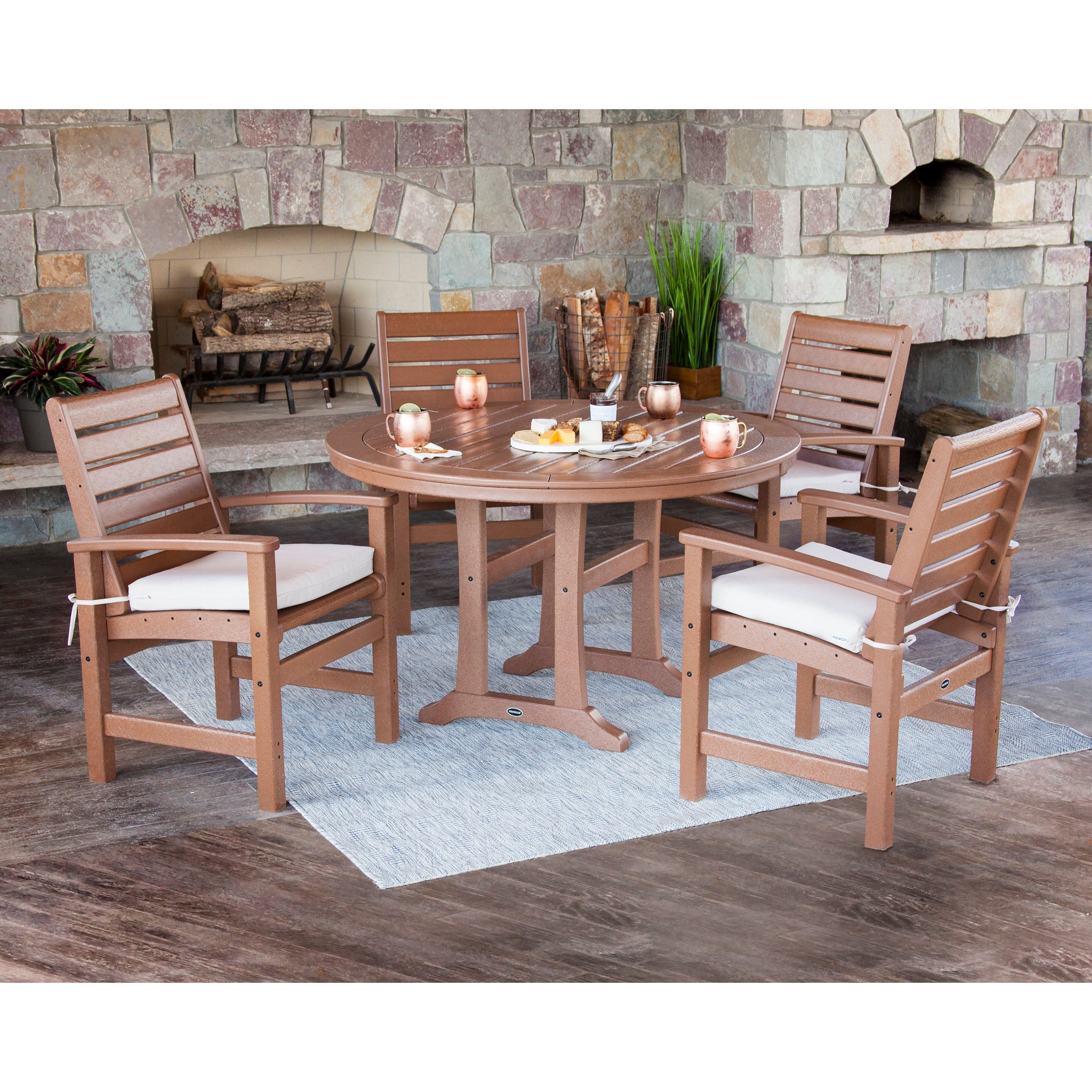 Signature 5-Piece Round Dining Set with Trestle Legs