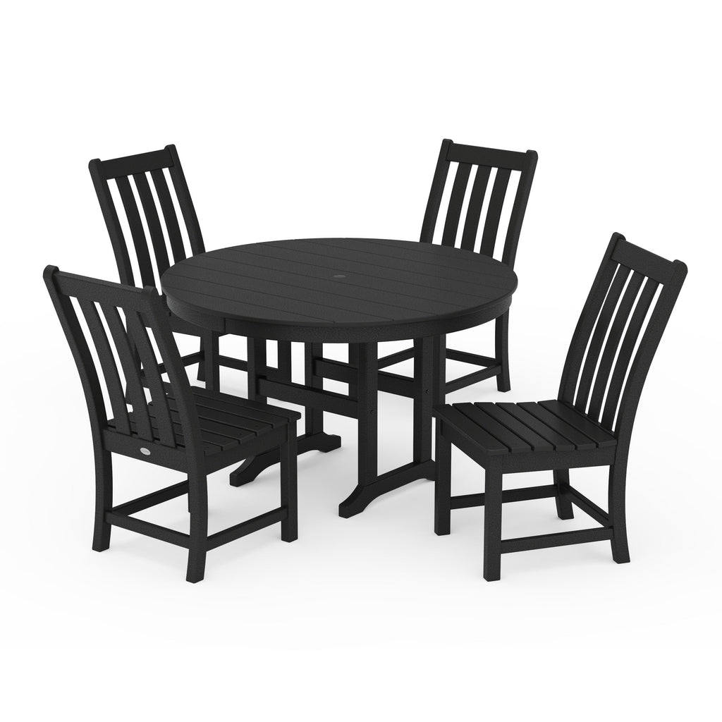 Vineyard 5-Piece Round Farmhouse Side Chair Dining Set