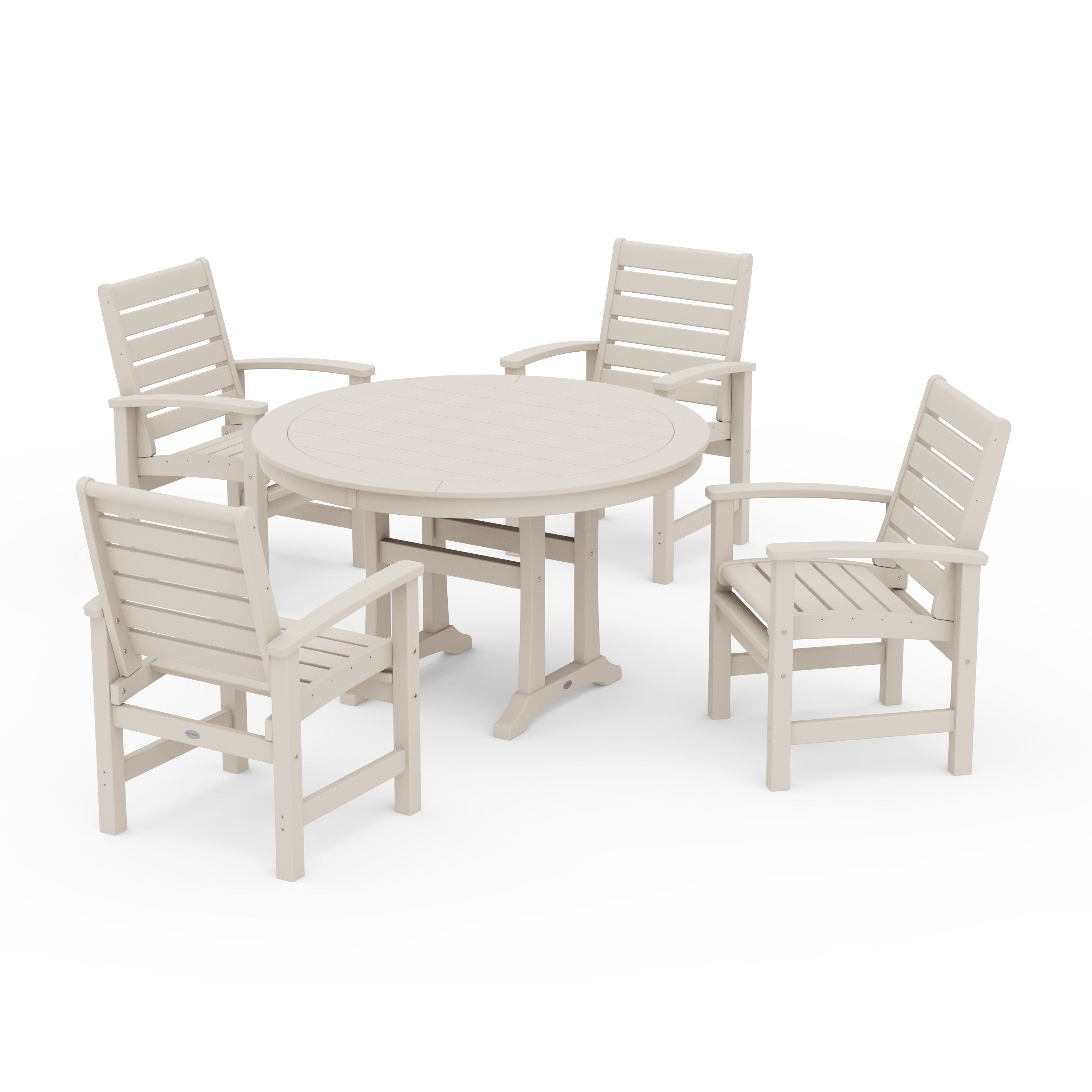 Signature 5-Piece Round Dining Set with Trestle Legs