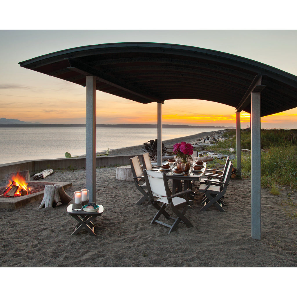 Coastal Folding Arm Chair 7-Piece Dining Set