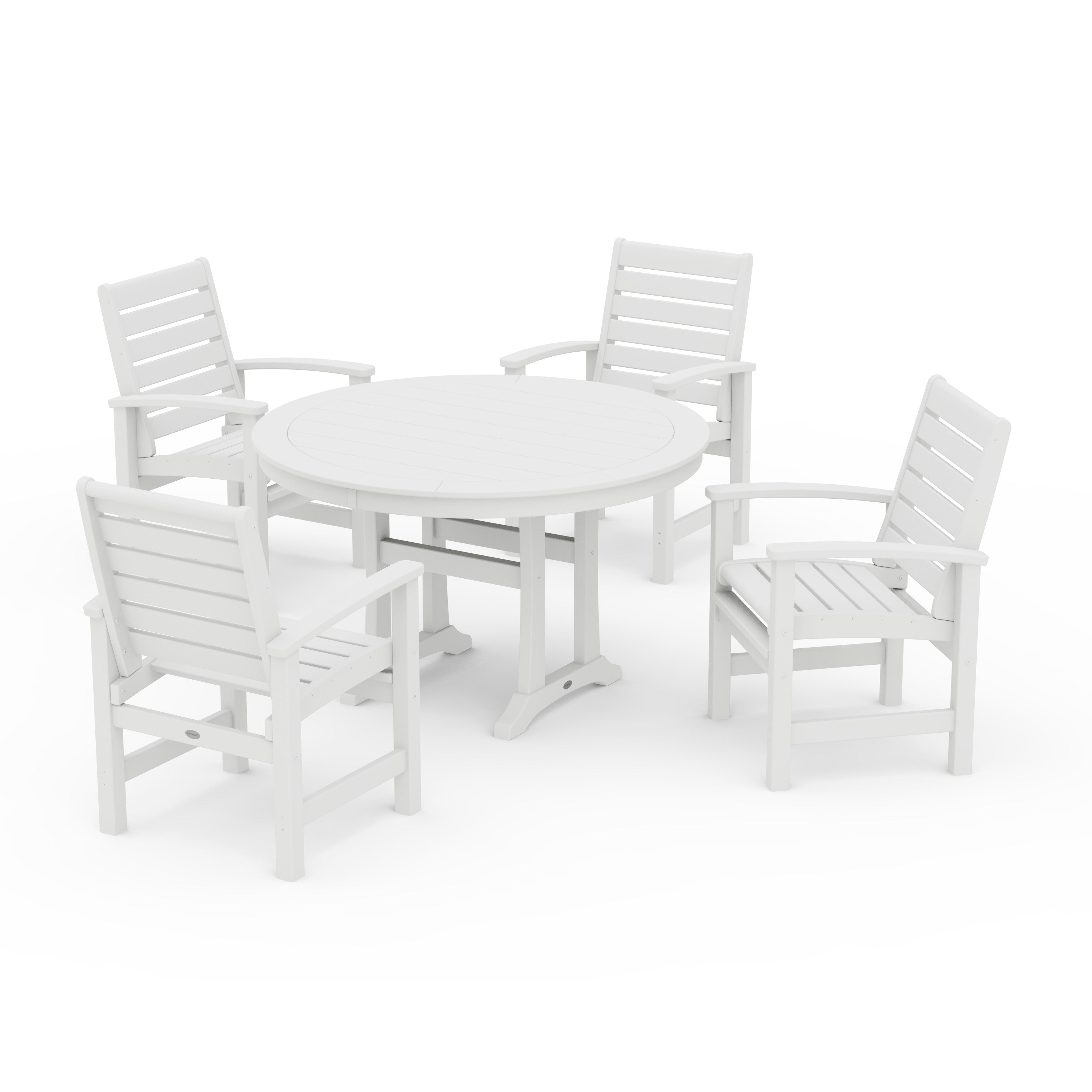 Signature 5-Piece Round Dining Set with Trestle Legs
