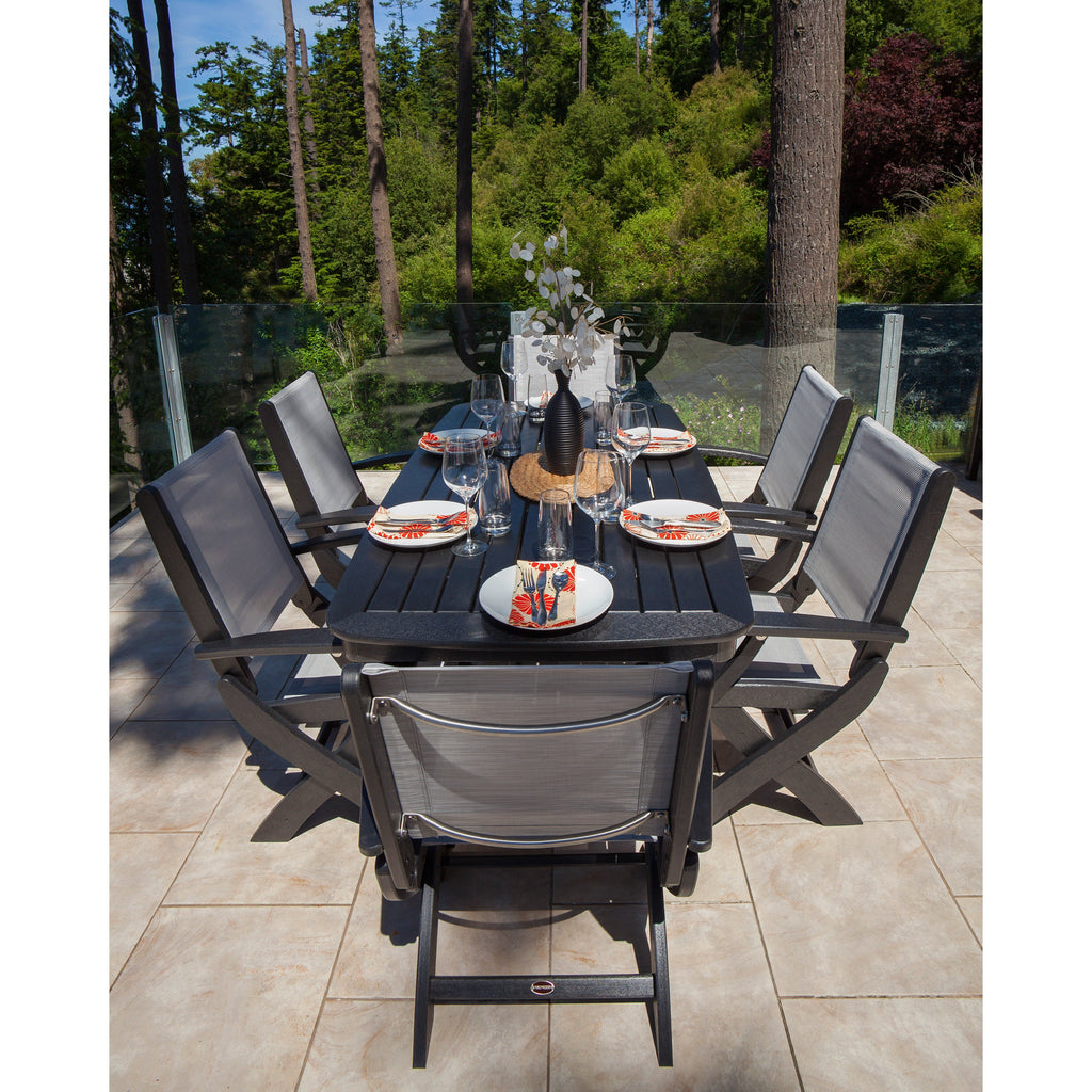 Coastal Folding Arm Chair 7-Piece Dining Set
