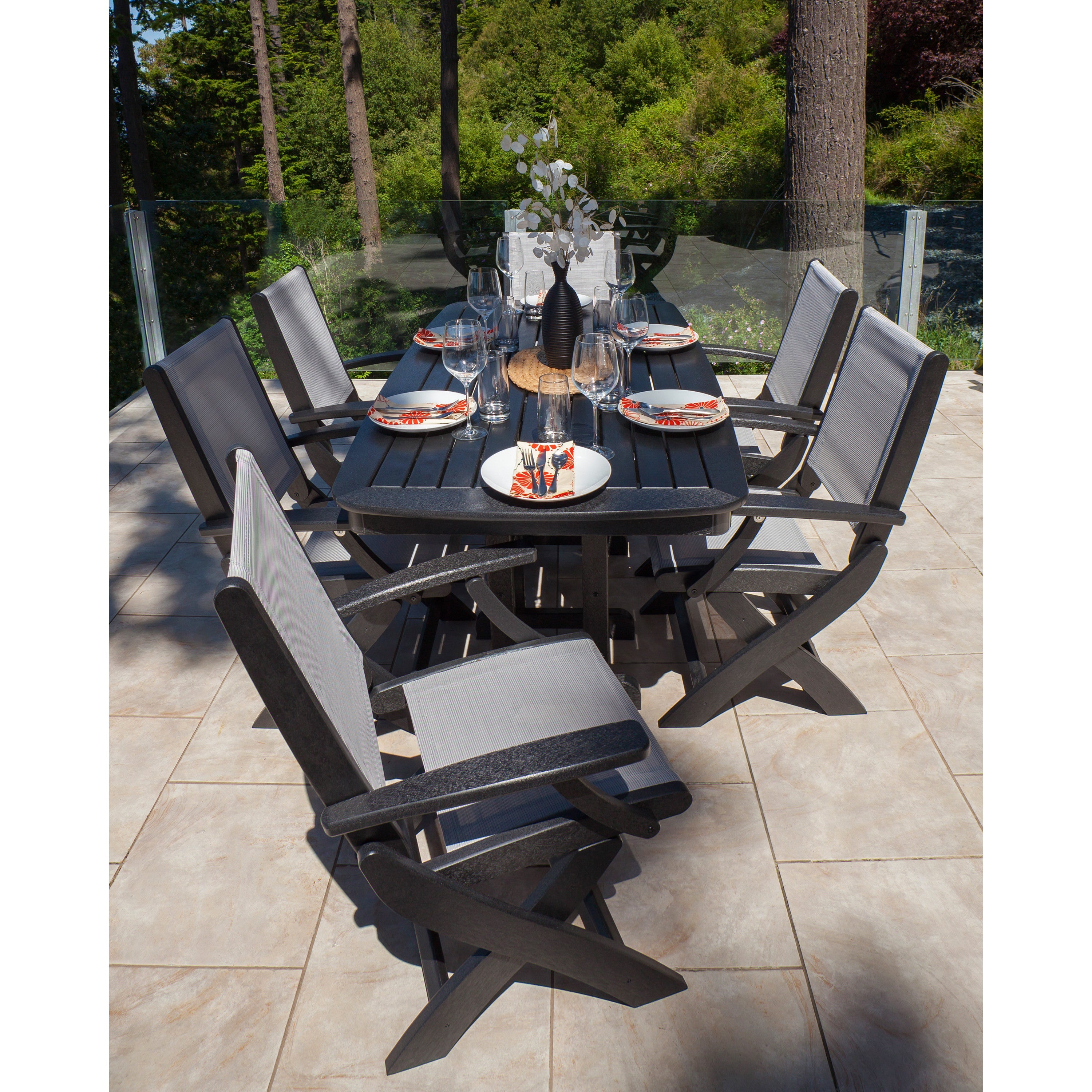Coastal Folding Arm Chair 7-Piece Dining Set