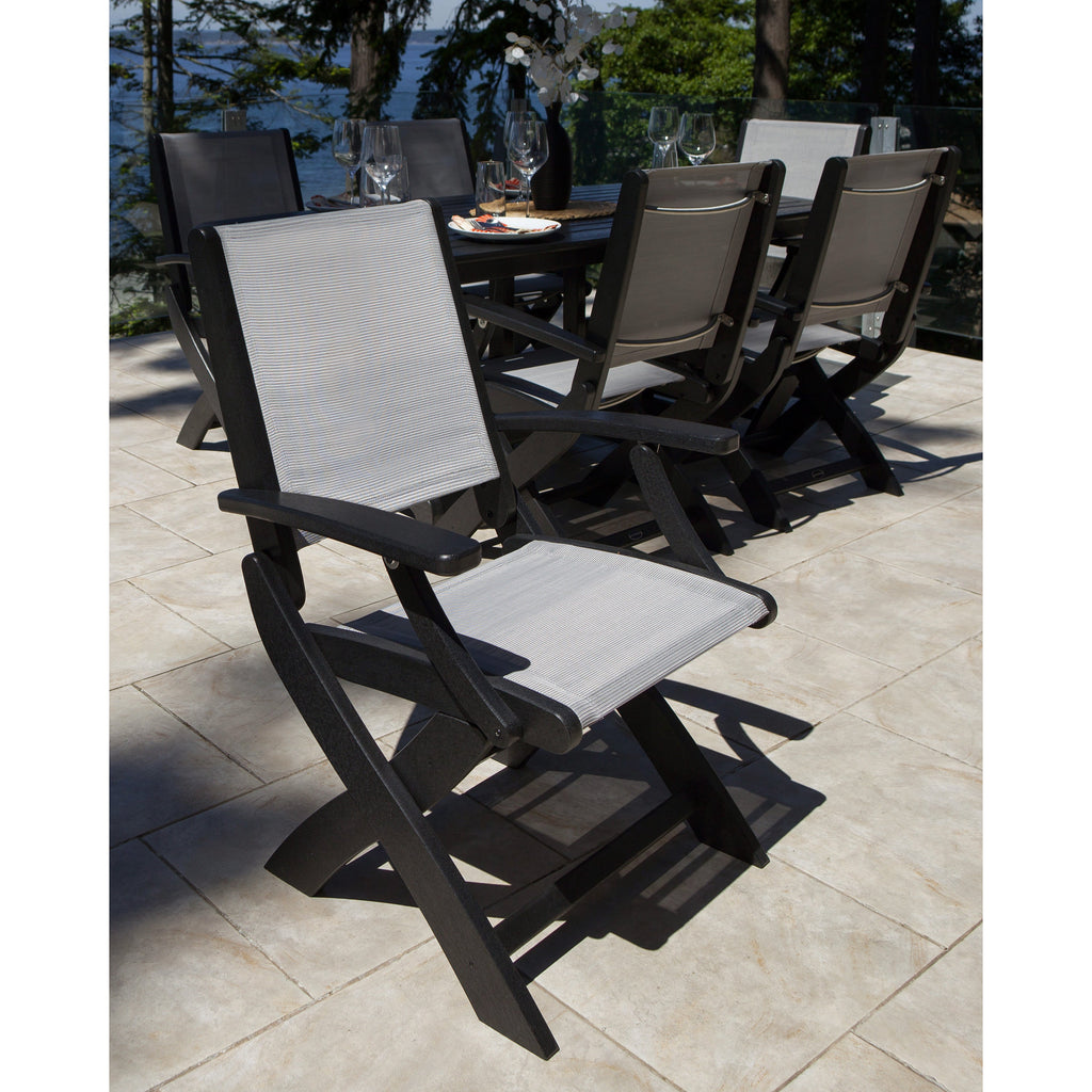 Coastal Folding Arm Chair 7-Piece Dining Set