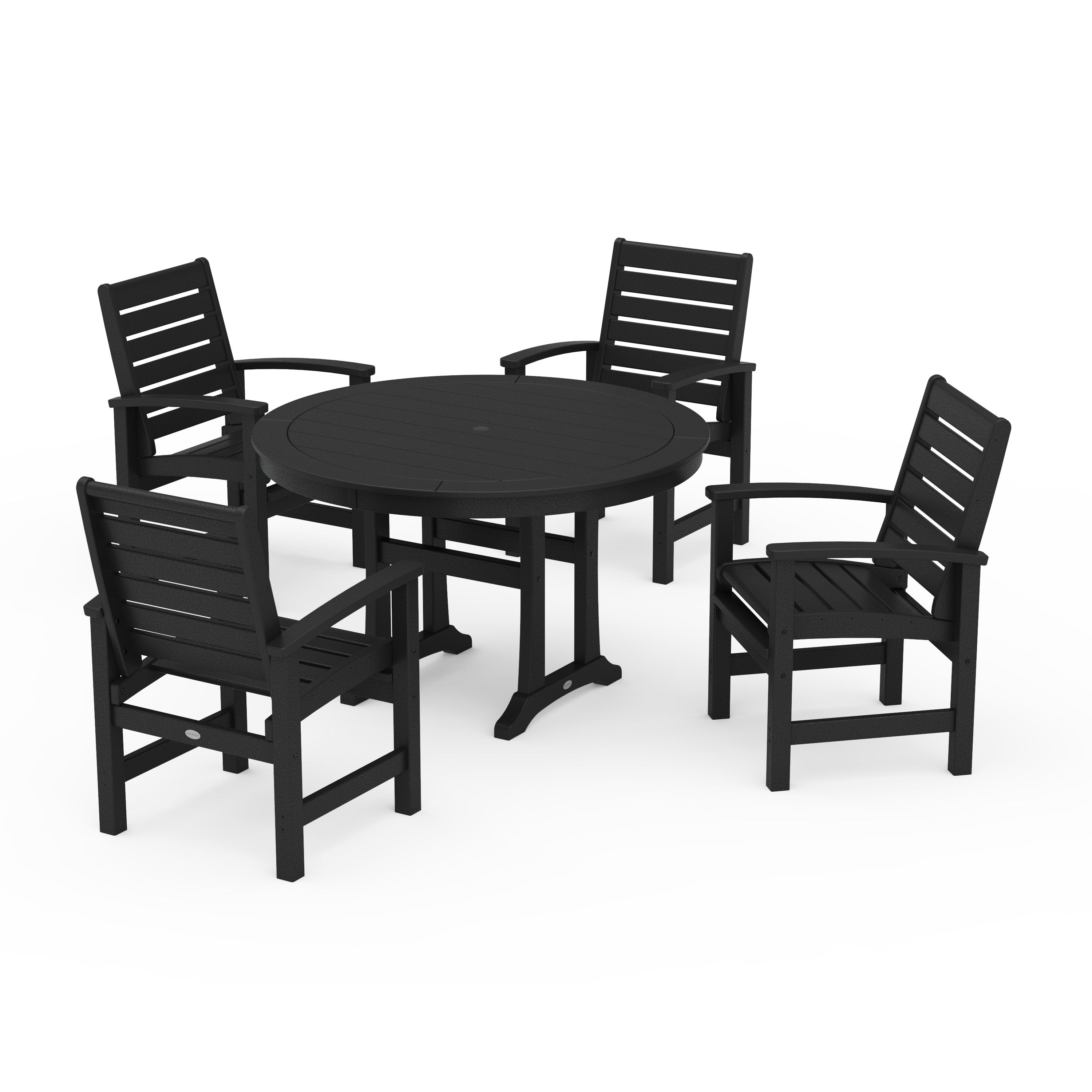 Signature 5-Piece Round Dining Set with Trestle Legs