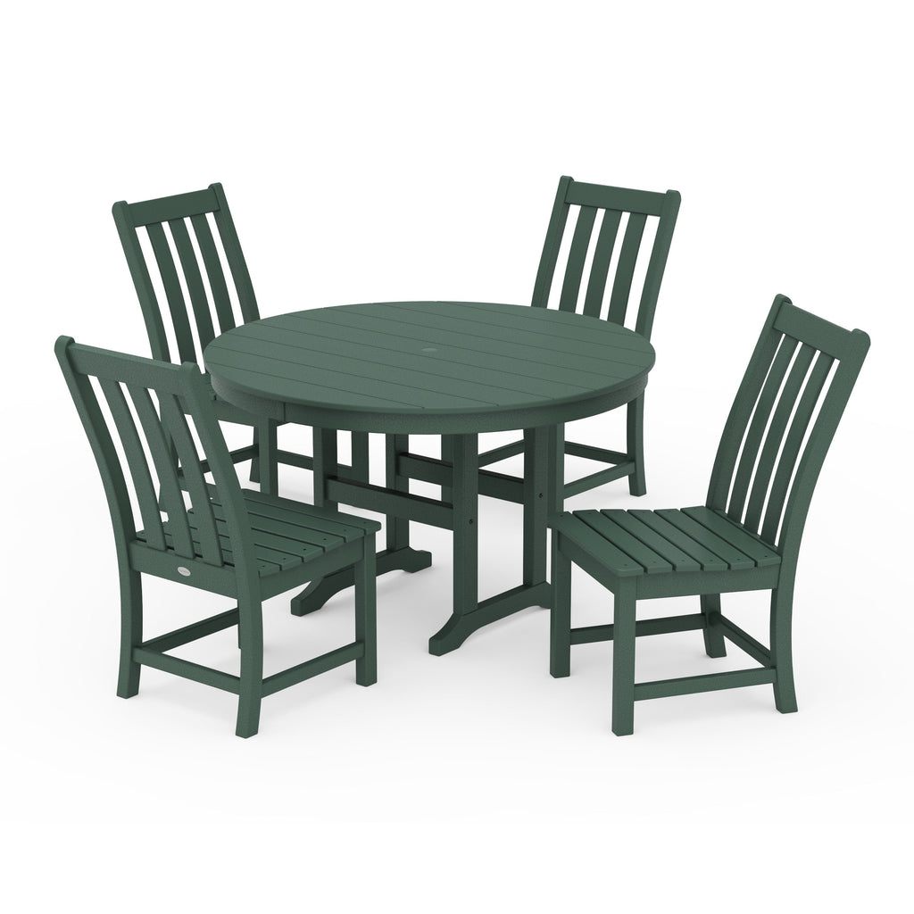 Vineyard 5-Piece Round Farmhouse Side Chair Dining Set